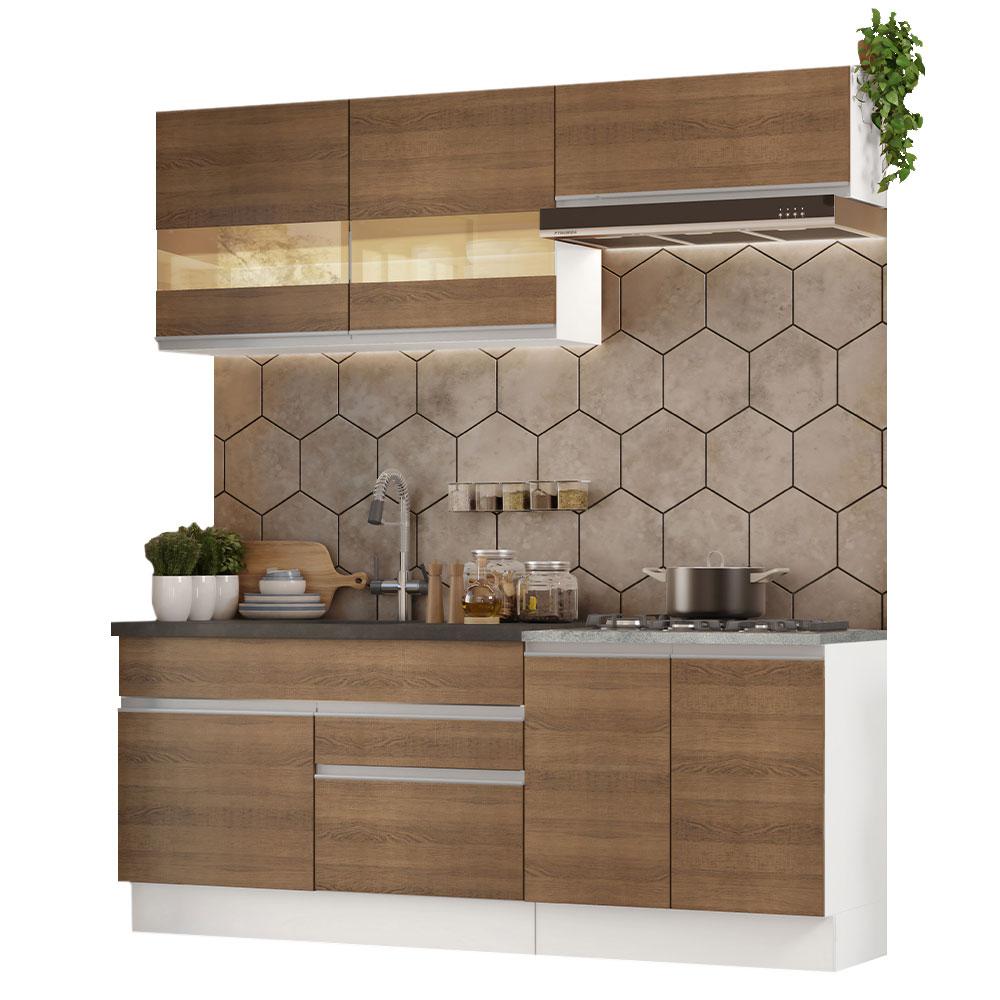 Armário de Cozinha Completa 200cm Branco/Rustic Glamy Madesa 07