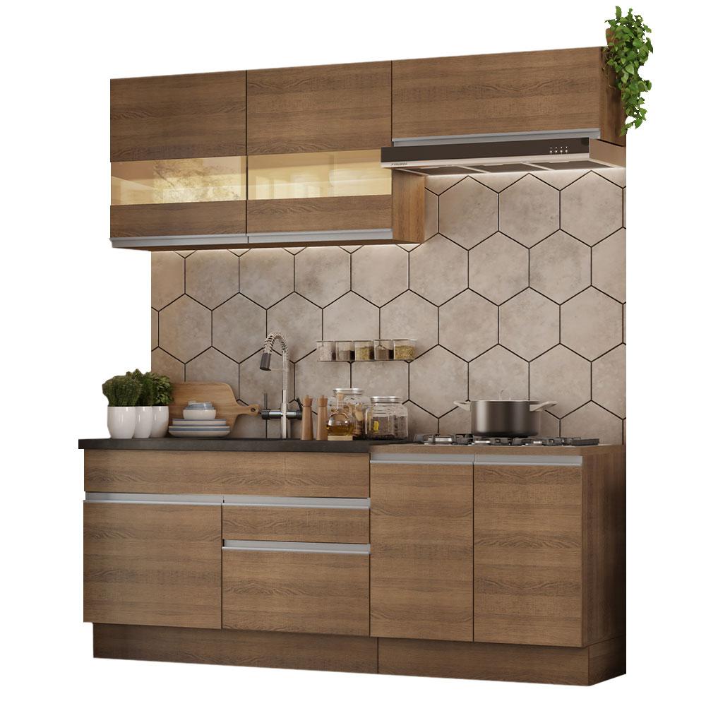 Armário de Cozinha Completa 200cm Rustic Glamy Madesa 07