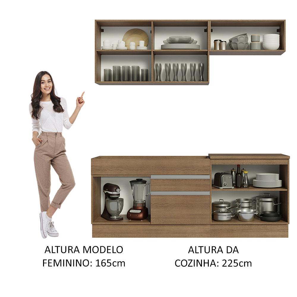 Armário de Cozinha Completa 200cm Rustic Glamy Madesa 07