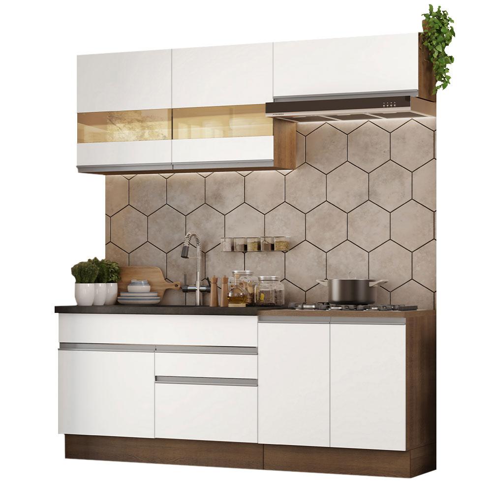Armário de Cozinha Completa 200cm Rustic/Branco Glamy Madesa 07