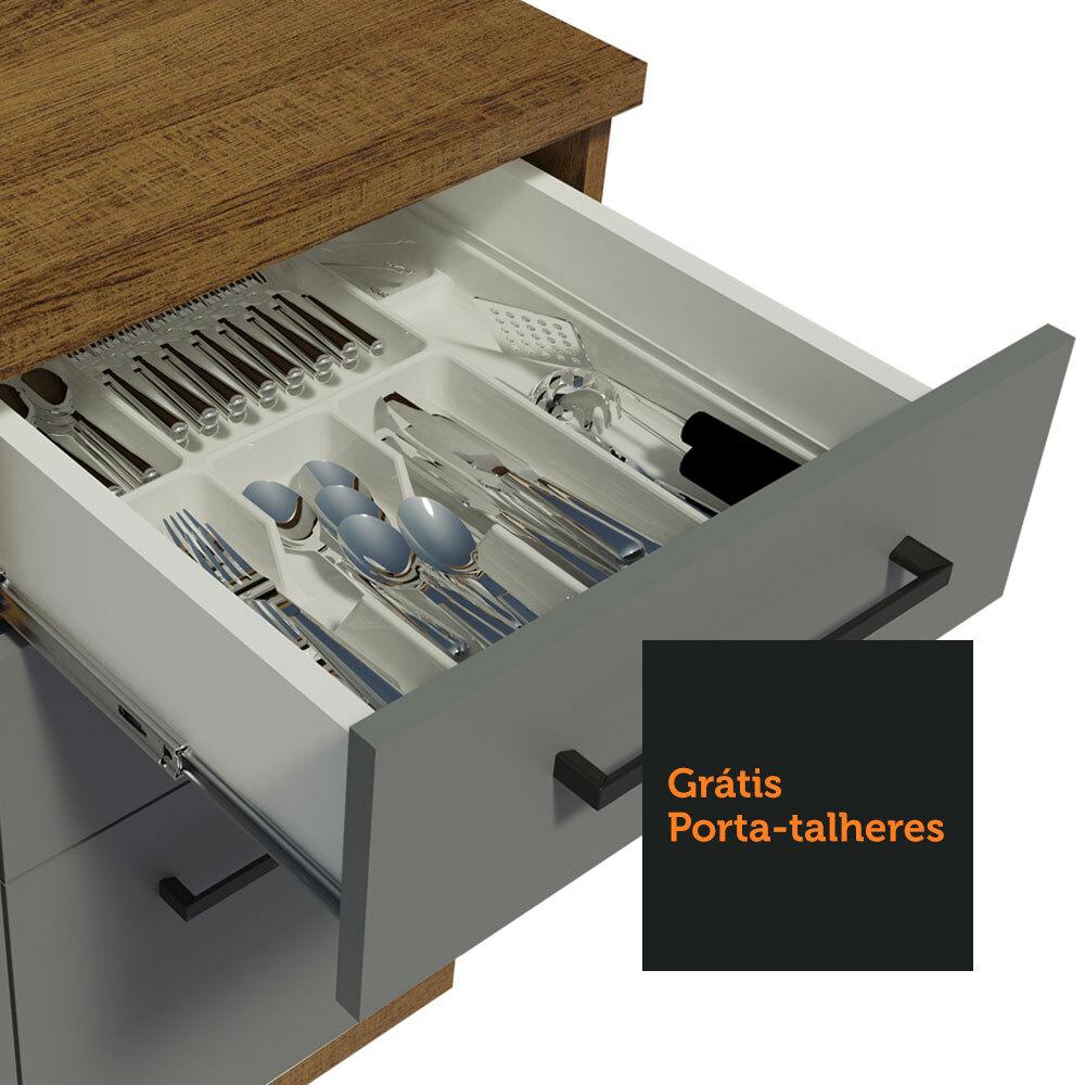 Armário de Cozinha Completa 220cm Rustic/Cinza Agata da Thêmis Madesa