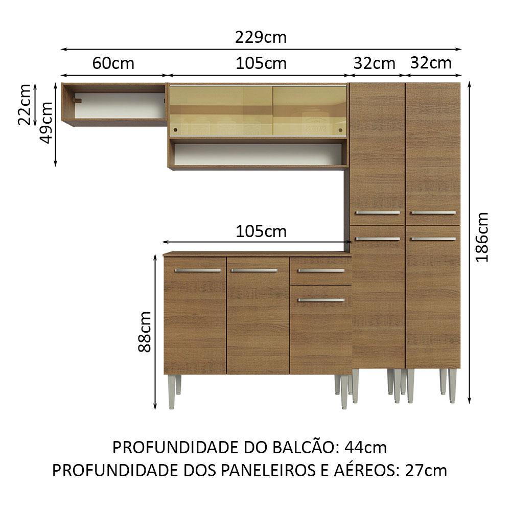 Armário de Cozinha Completa 229cm Rustic Emilly Madesa 07