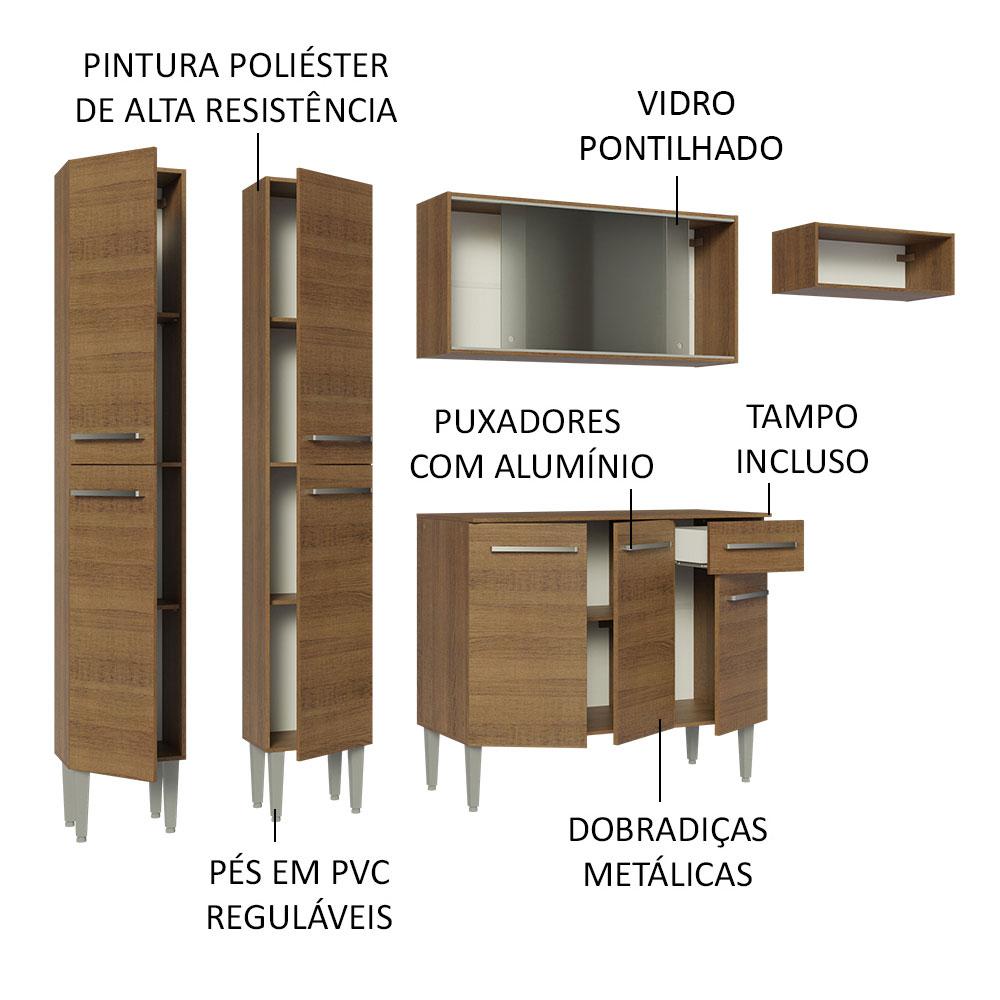Armário de Cozinha Completa 229cm Rustic Emilly Madesa 08