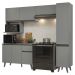 Armário de Cozinha Completa 240 cm Cinza Nice Madesa 08