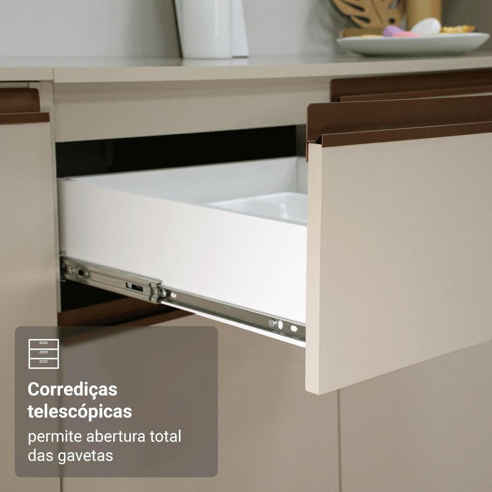 Armário de Cozinha Completa 240 cm Suspenso Crema Nice Madesa 05