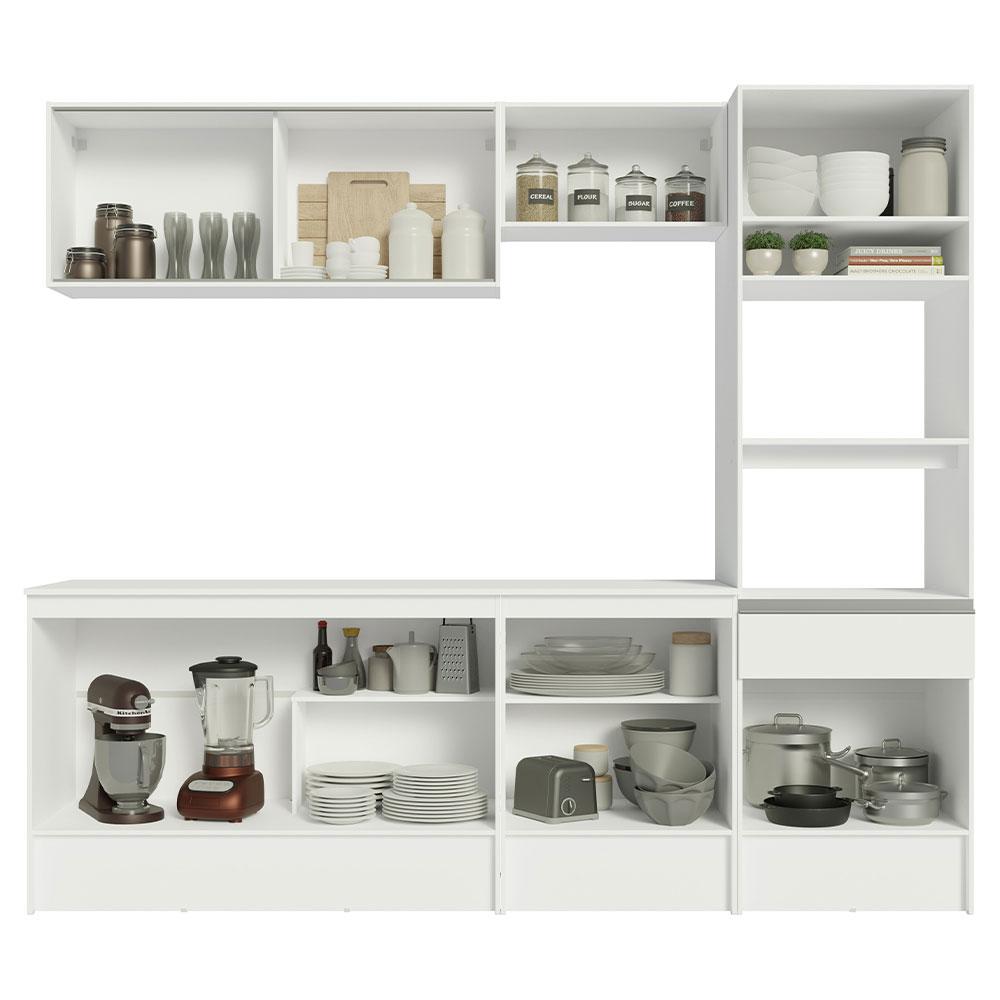 Armário de Cozinha Completa 240cm Branco Diamante Madesa 06