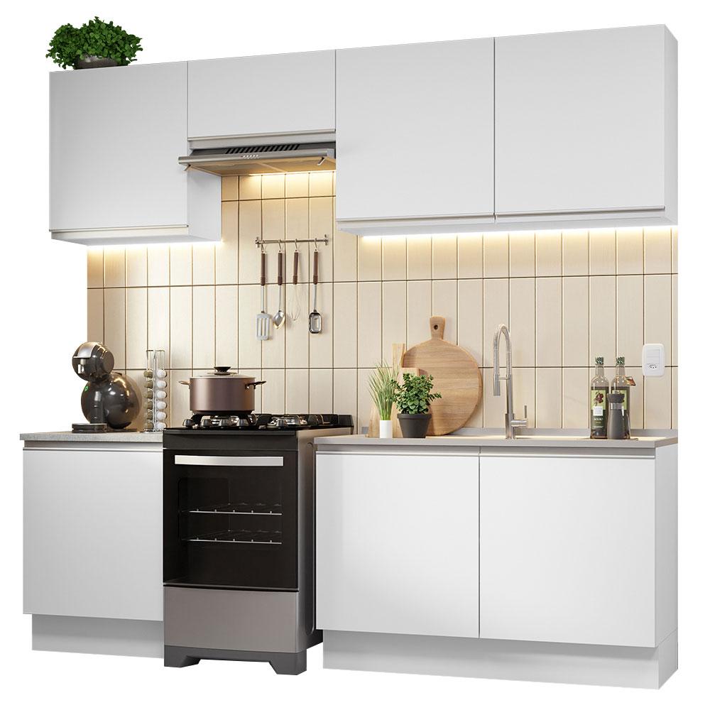 Armário de Cozinha Completa 240cm Branco Glamy Madesa 09