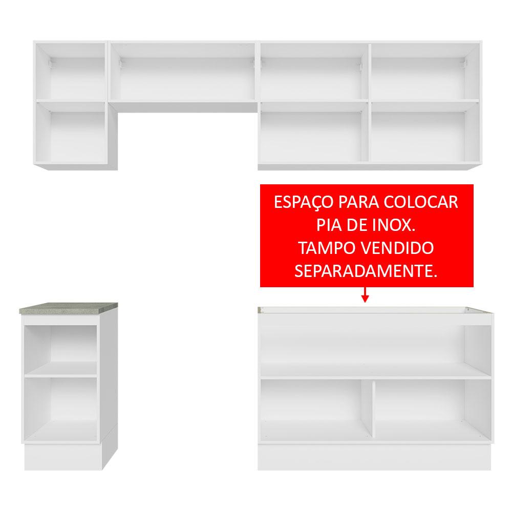 Armário de Cozinha Completa 240cm Branco Glamy Madesa 10