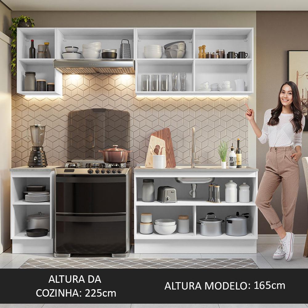 Armário de Cozinha Completa 240cm Branco Glamy Madesa 10