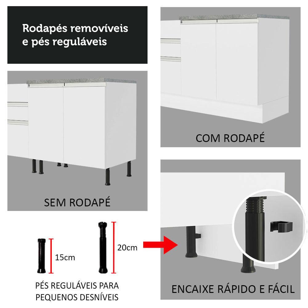 Armário de Cozinha Completa 240cm Branco Glamy Madesa 10