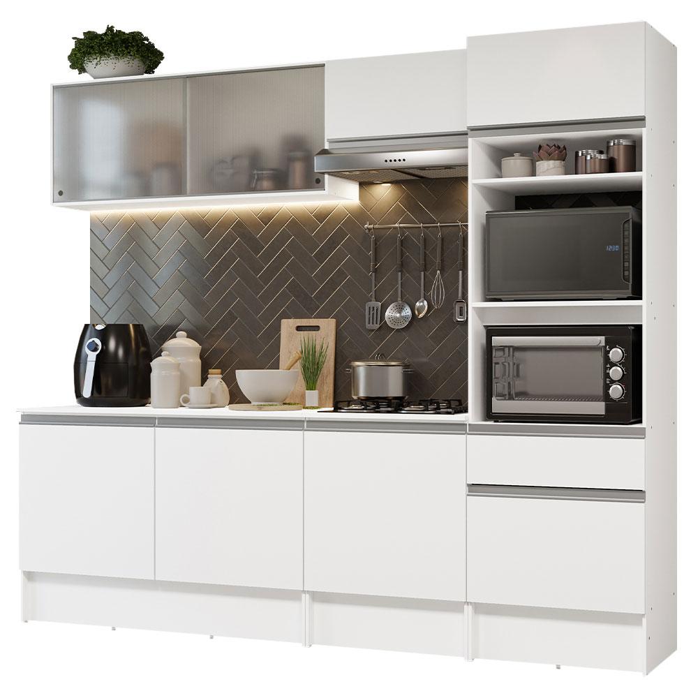 Armário de Cozinha Completa 240cm Branco Topazio Madesa 05