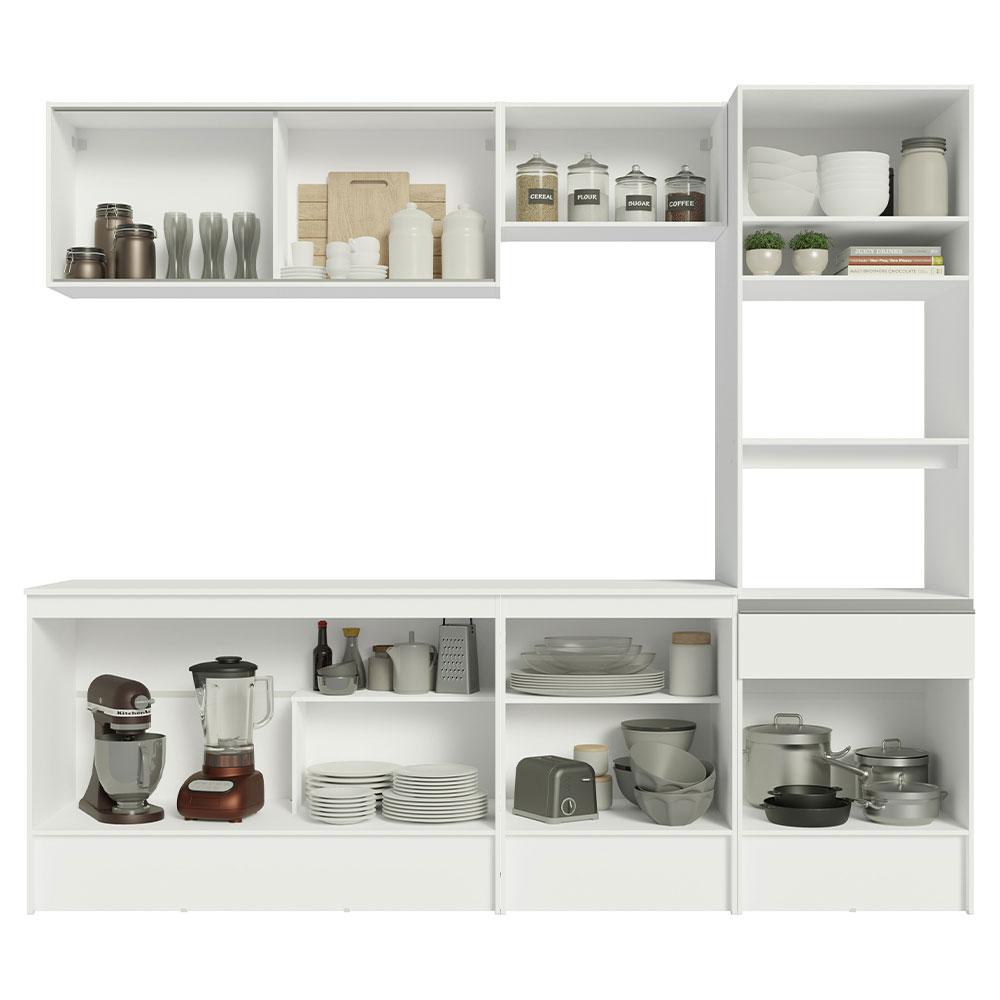 Armário de Cozinha Completa 240cm Branco Topazio Madesa 05