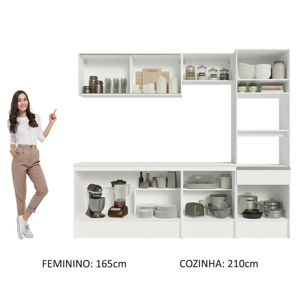 Armário de Cozinha Completa 240cm Branco Topazio Madesa 05