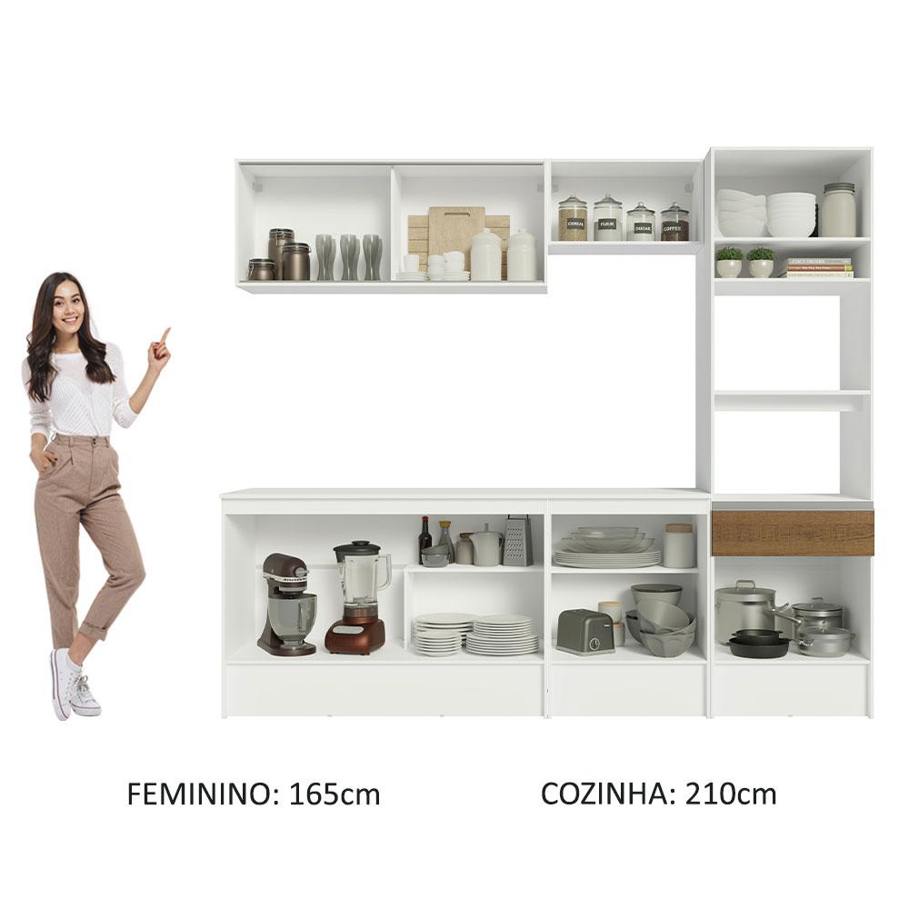 Armário de Cozinha Completa 240cm Branco/Rustic Diamante Madesa 06