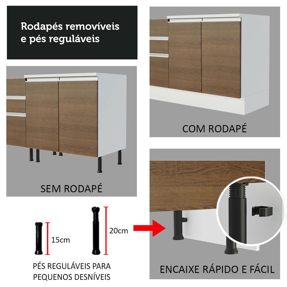 Armário de Cozinha Completa 240cm Branco/Rustic Glamy Madesa 07