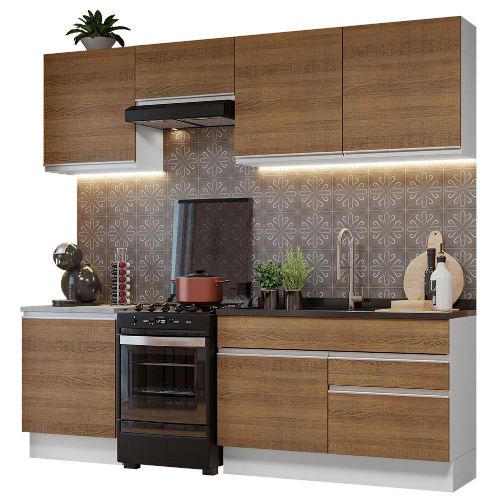 Armário de Cozinha Completa 240cm Branco/Rustic Glamy Madesa 08