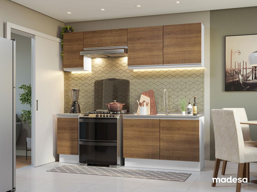 Armário de Cozinha Completa 240cm Branco/Rustic Glamy Madesa 10