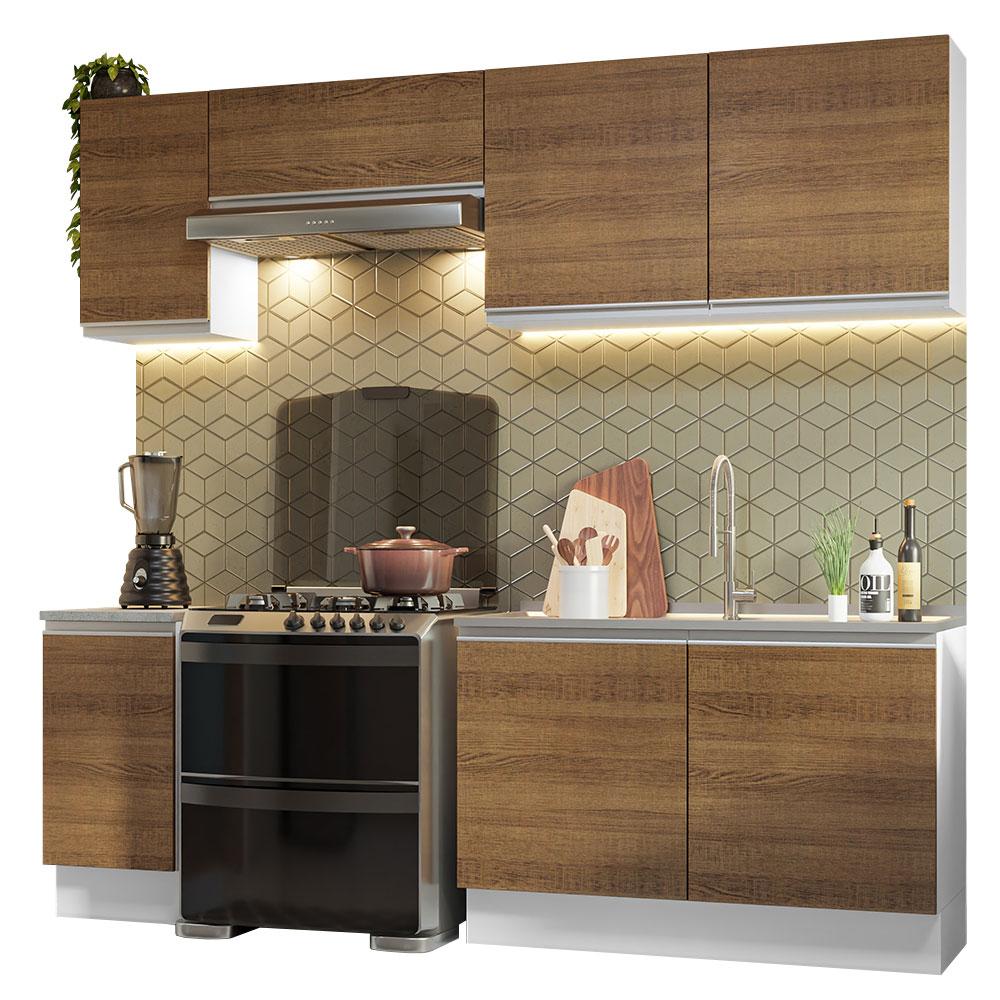 Armário de Cozinha Completa 240cm Branco/Rustic Glamy Madesa 10