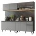 Armário de Cozinha Completa 240cm Cinza Nice Madesa 02