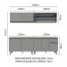 Armário de Cozinha Completa 240cm Cinza Nice Madesa 03