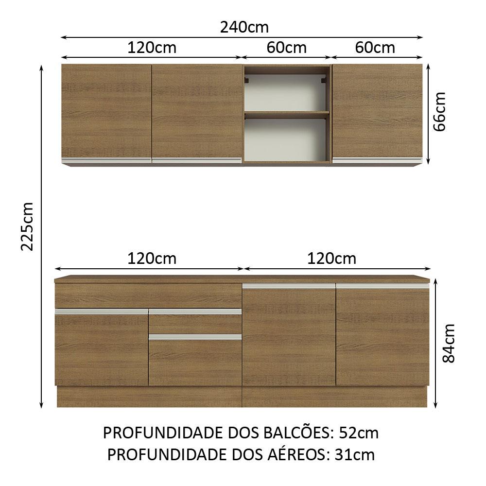 Armário de Cozinha Completa 240cm Rustic Glamy Madesa 06