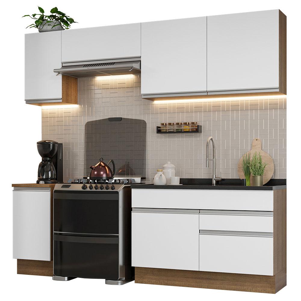 Armário de Cozinha Completa 240cm Rustic/Branco Glamy Madesa 07