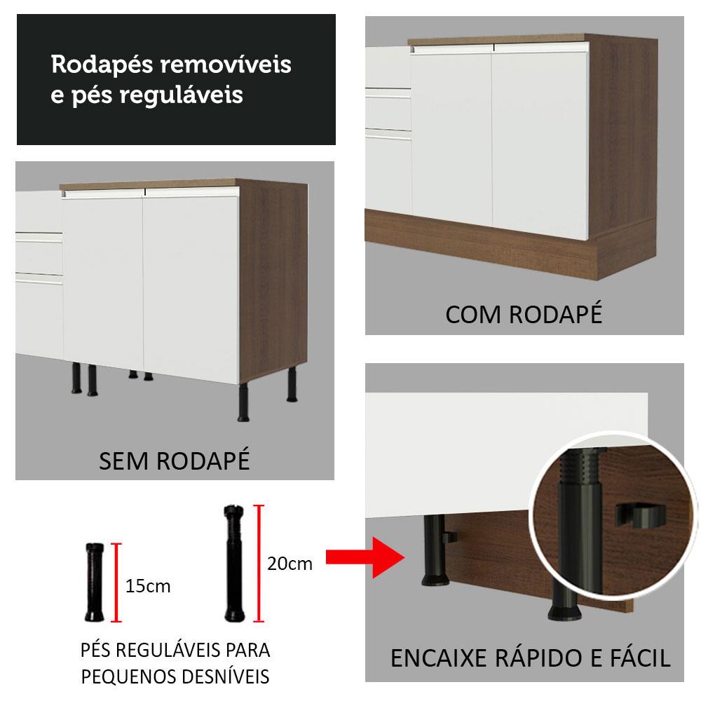 Armário de Cozinha Completa 240cm Rustic/Branco Glamy Madesa 08