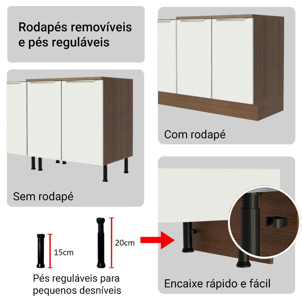 Armário de Cozinha Completa 240cm Rustic/Branco Veludo Lux Madesa 08