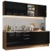Armário de Cozinha Completa 240cm Rustic/Preto Lux Madesa 05