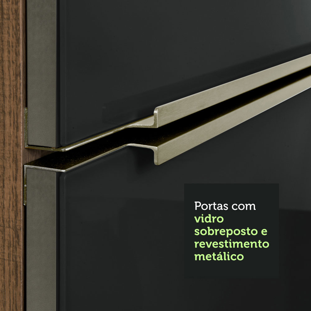 Armário de Cozinha Completa 240cm Rustic/Preto Lux Madesa 05