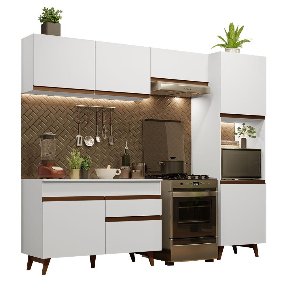 Armário de Cozinha Completa 250cm Branco Reims Madesa 06