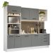 Armário de Cozinha Completa 250cm Branco/Cinza Agata Madesa 01