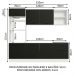 Armário de Cozinha Completa 250cm Branco/Preto Agata Madesa 01