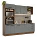 Armário de Cozinha Completa 250cm Rustic/Cinza Agata Madesa 01