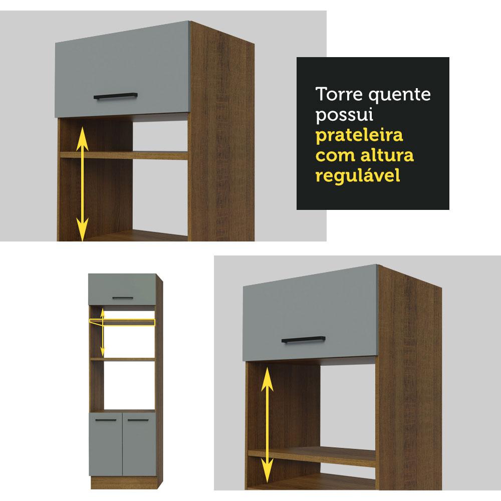 Armário de Cozinha Completa 250cm Rustic/Cinza Agata Madesa 01