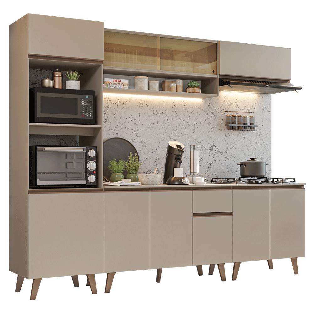 Armário de Cozinha Completa 260 cm Crema Nice Madesa 01