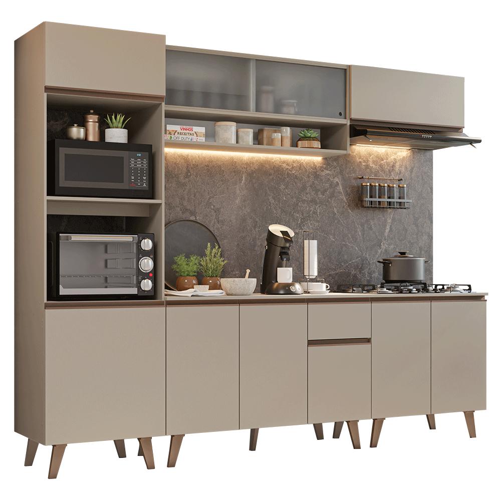 Armário de Cozinha Completa 260 cm Crema Nice Madesa 02