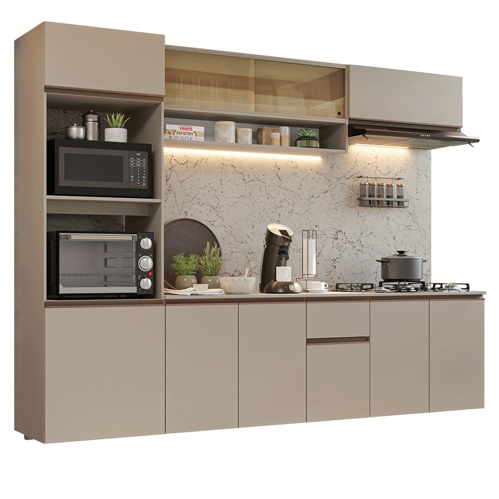 Armário de Cozinha Completa 260 cm Suspenso Crema Nice Madesa 14
