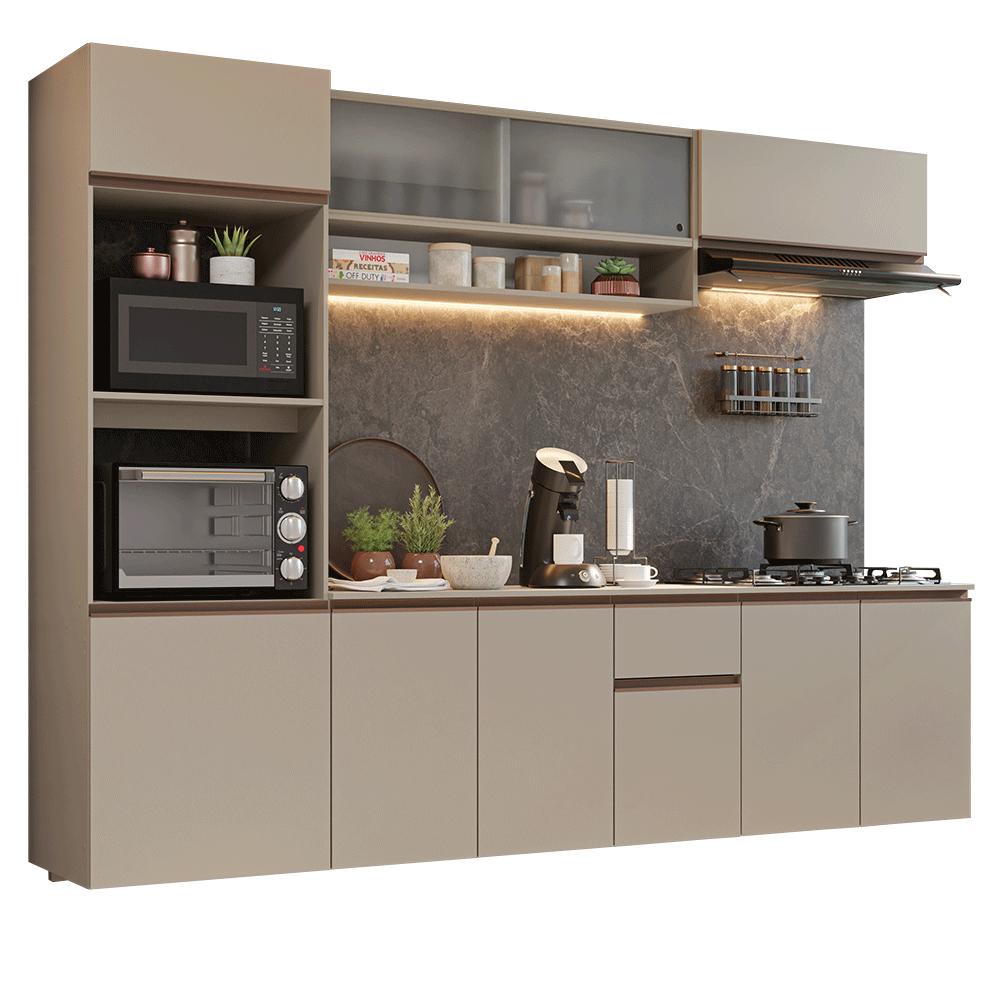 Armário de Cozinha Completa 260 cm Suspenso Crema Nice Madesaa 15