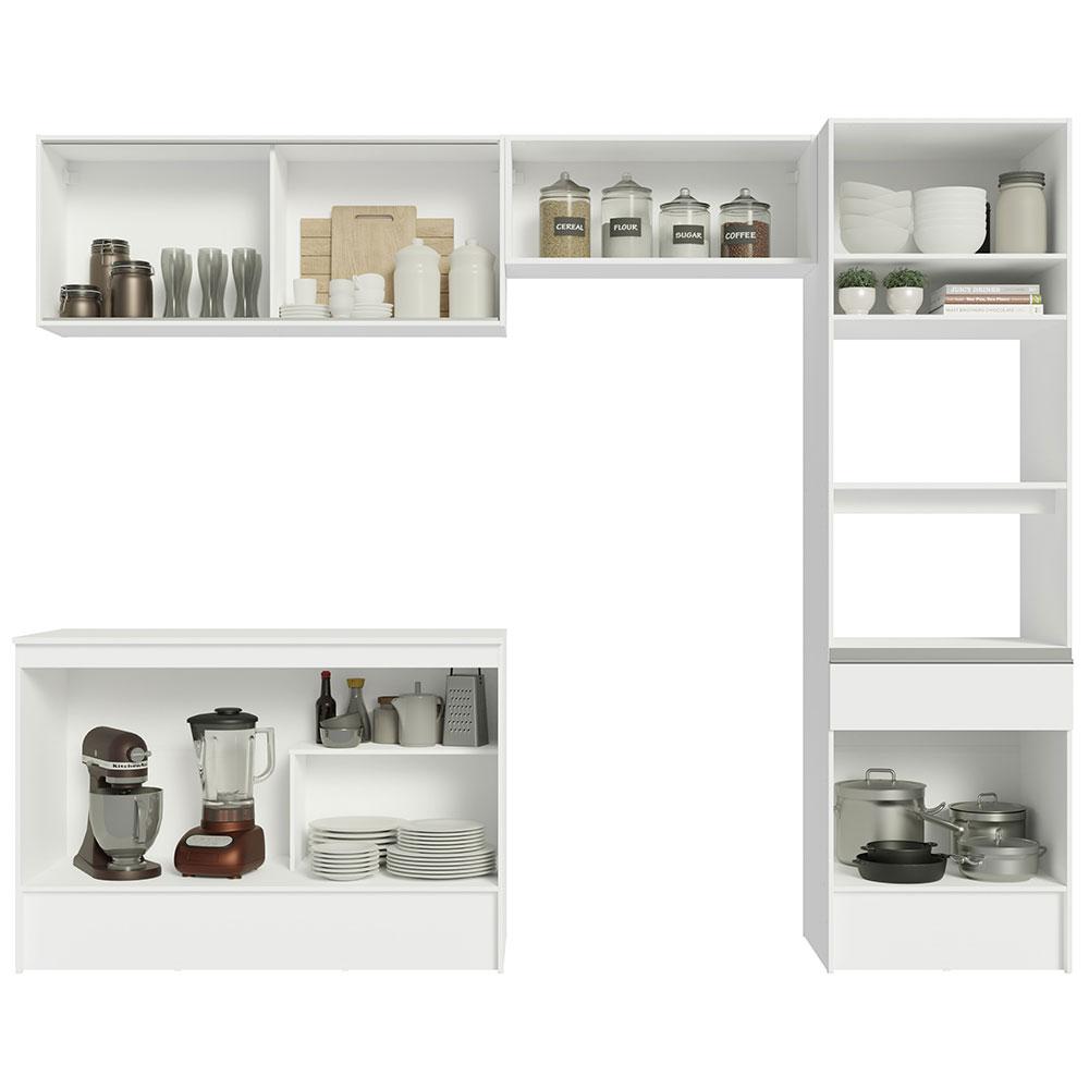 Armário de Cozinha Completa 260cm Branco Diamante Madesa 02