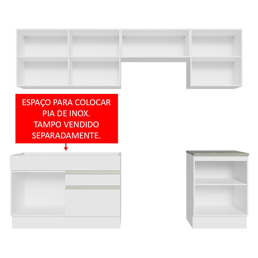 Armário de Cozinha Completa 260cm Branco Glamy Madesa 04