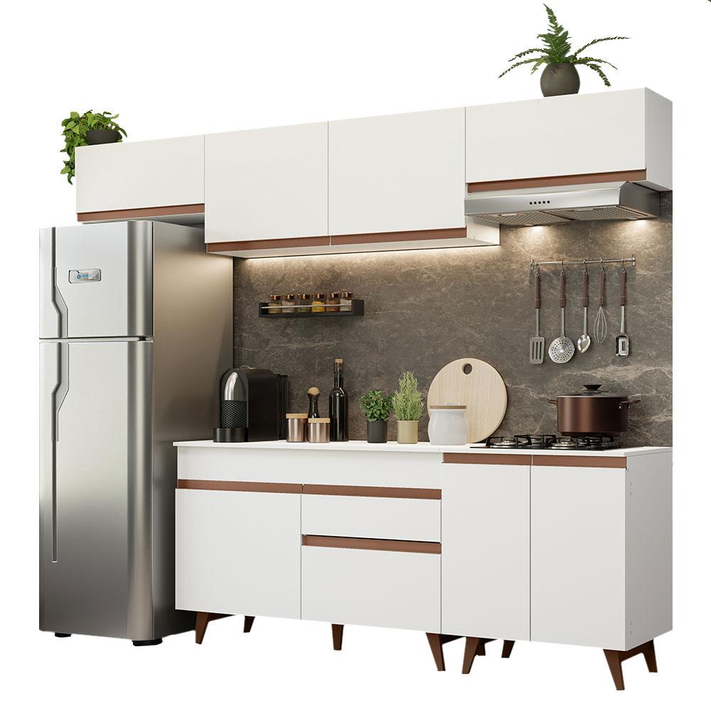 Armário de Cozinha Completa 260cm Branco Reims Madesa 10