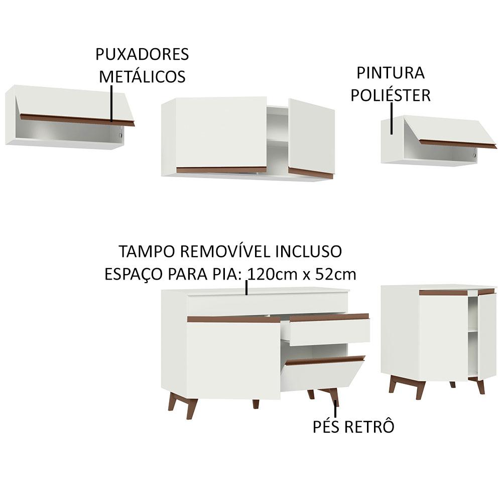 Armário de Cozinha Completa 260cm Branco Reims Madesa 10