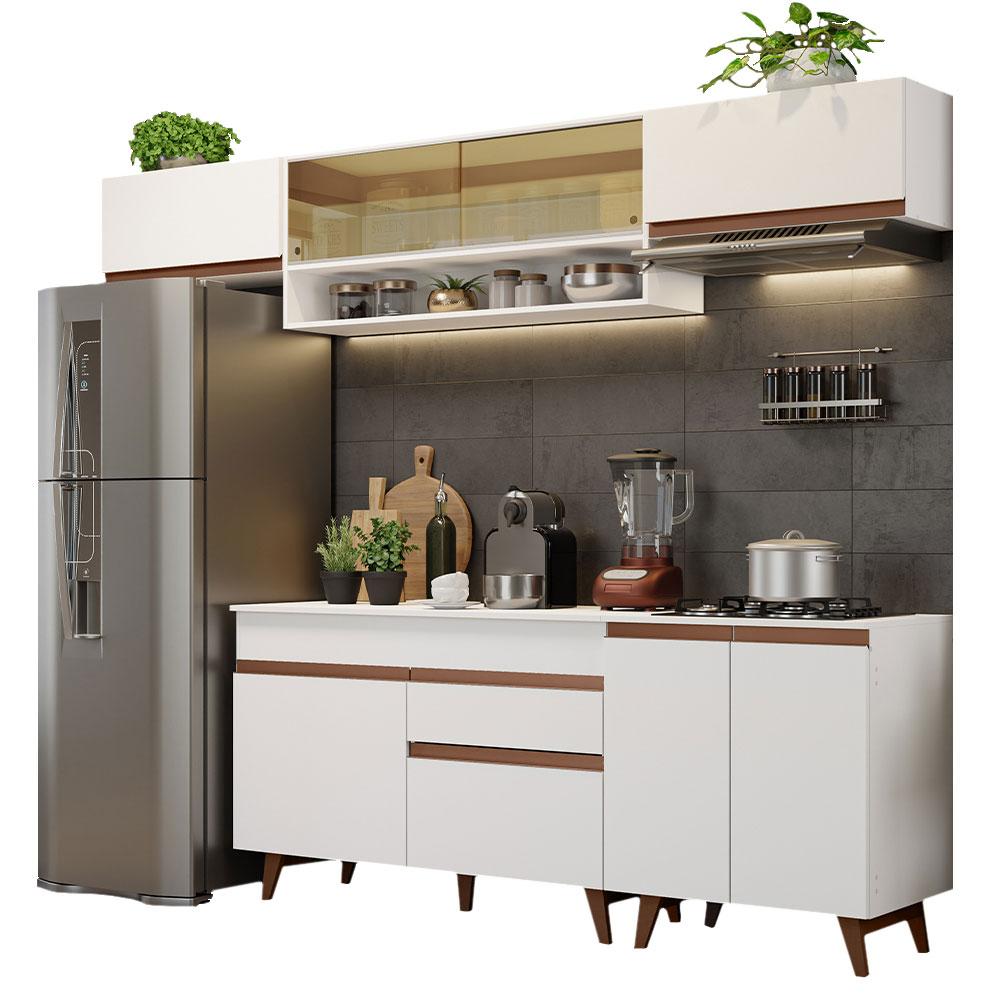Armário de Cozinha Completa 260cm Branco Reims Madesa 11