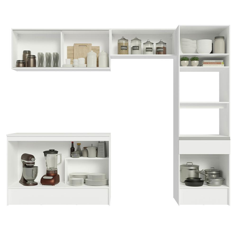 Armário de Cozinha Completa 260cm Branco Topazio Madesa 01