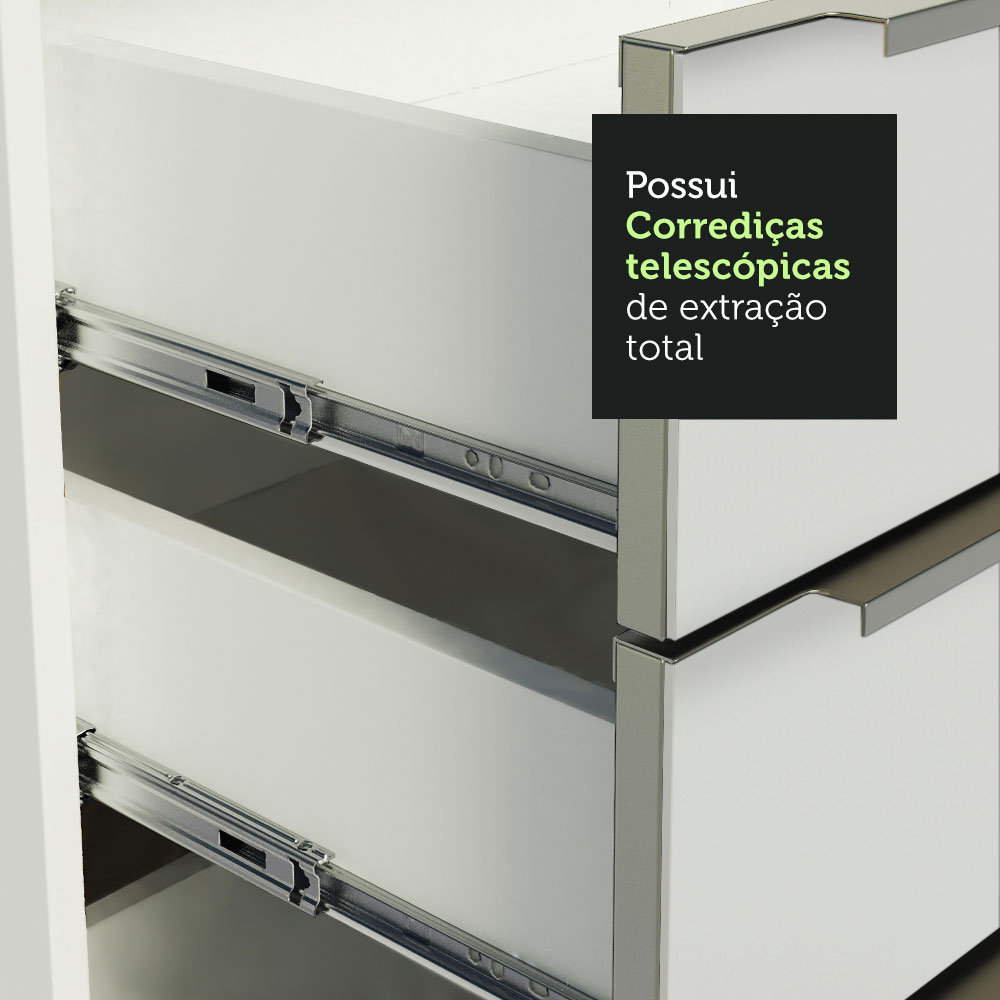 Armário de Cozinha Completa 260cm Branco Veludo Lux Madesa 08