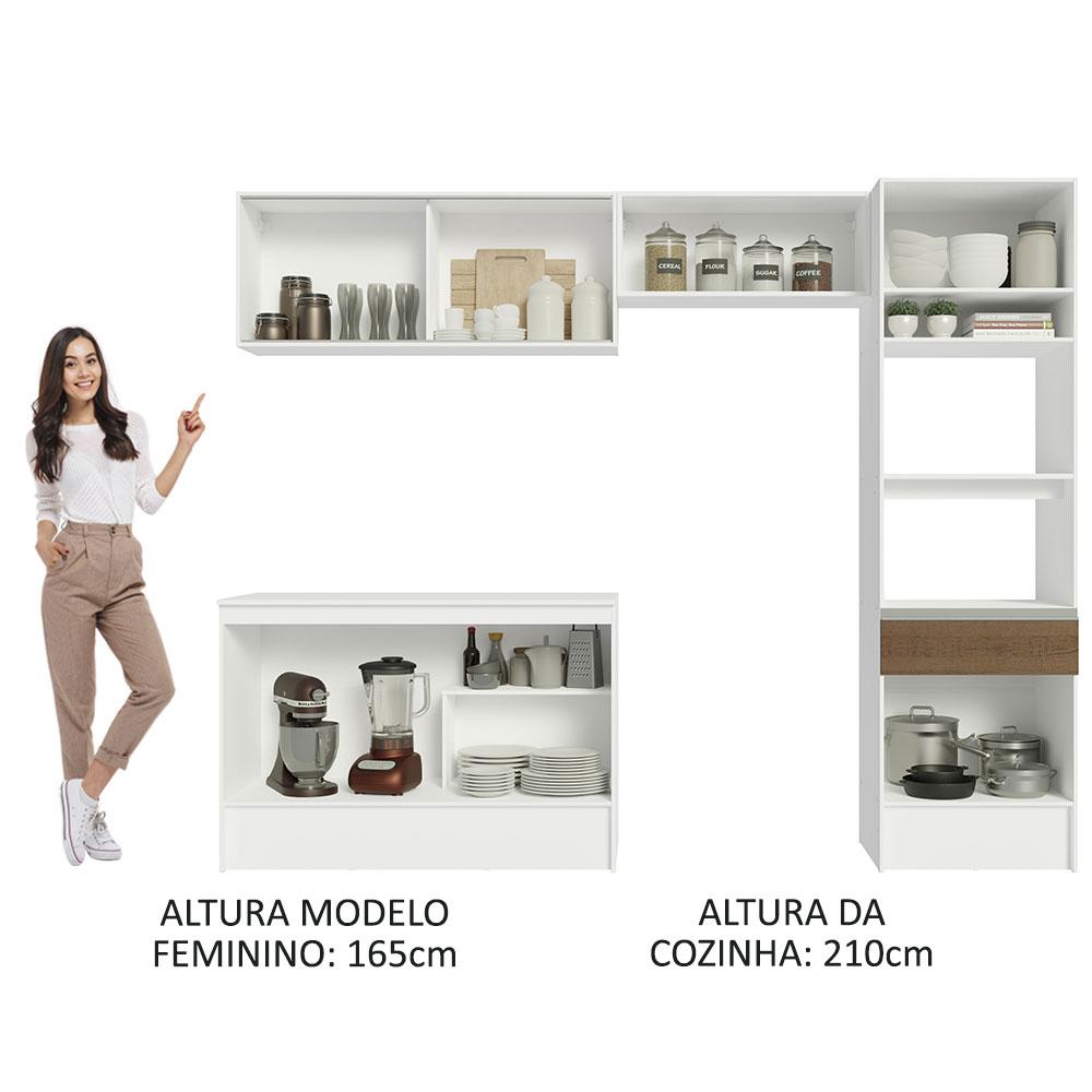 Armário de Cozinha Completa 260cm Branco/Rustic Diamante Madesa 02