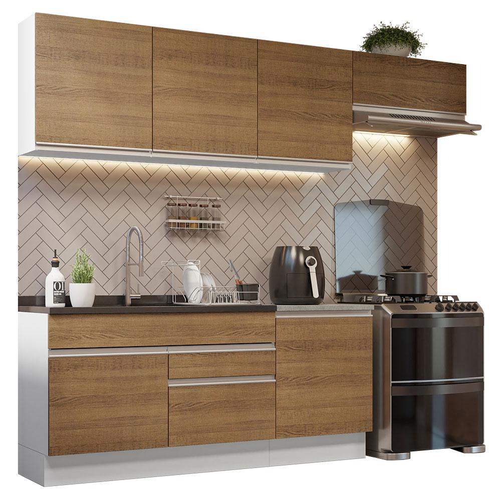 Armário de Cozinha Completa 260cm Branco/Rustic Glamy Madesa 03
