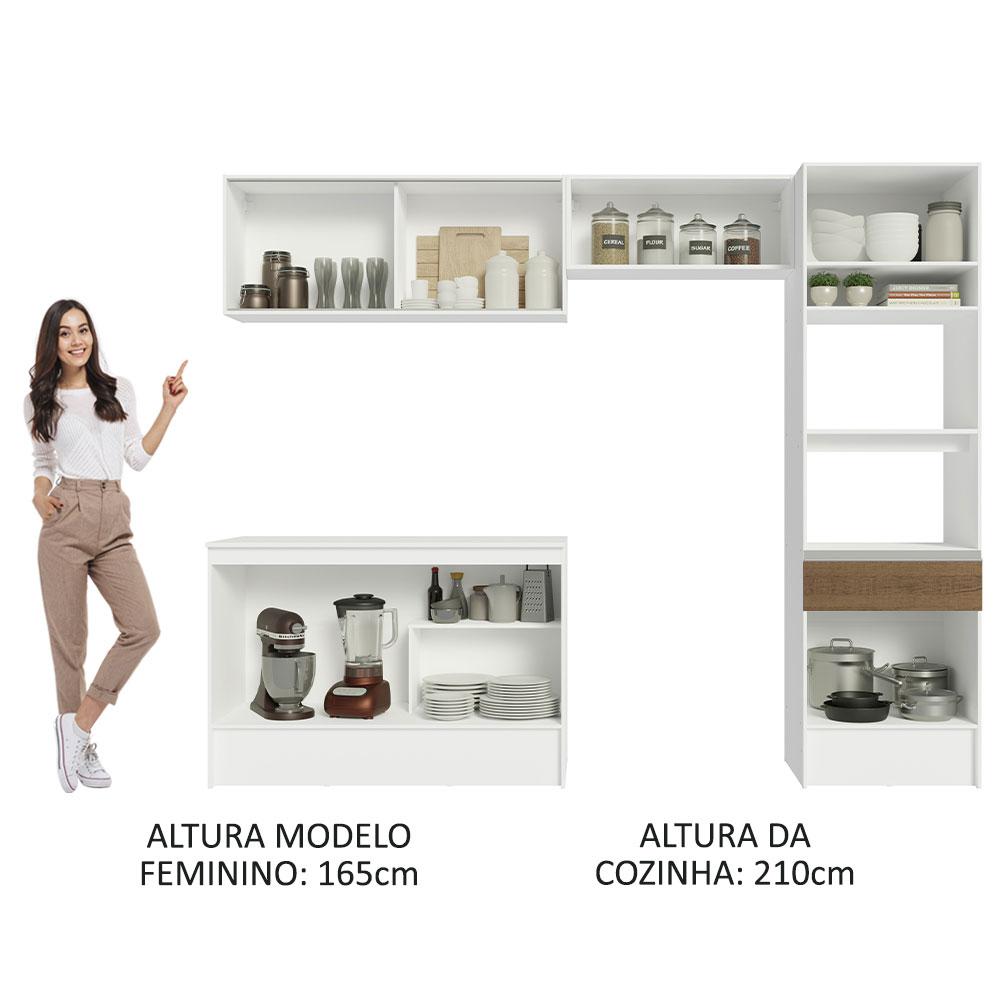 Armário de Cozinha Completa 260cm Branco/Rustic Topazio Madesa 01