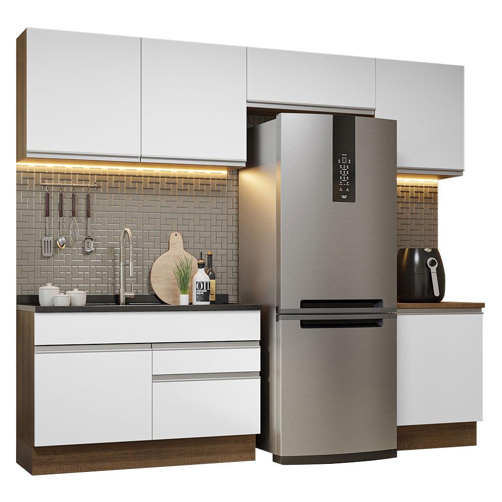Armário de Cozinha Completa 260cm Rustic/Branco Glamy Madesa 05
